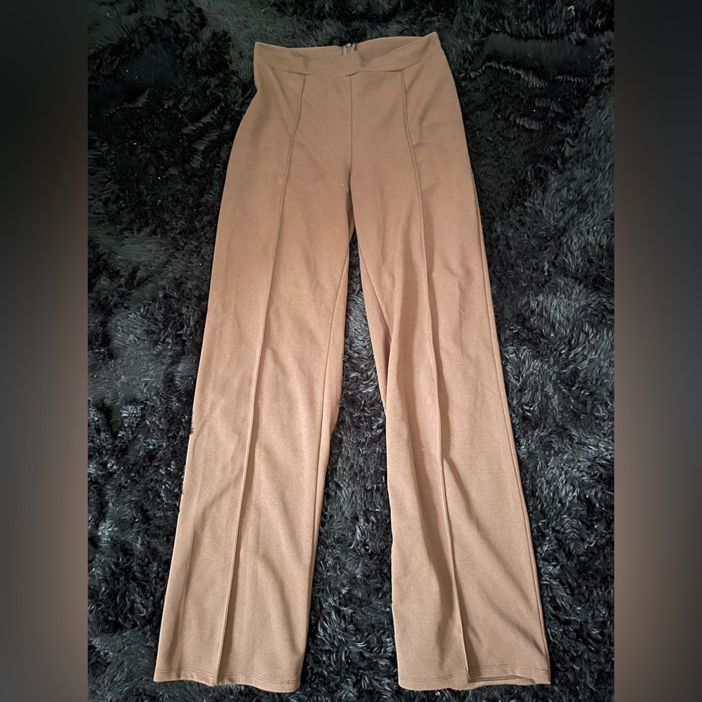 Brown high waist wide leg dress pants